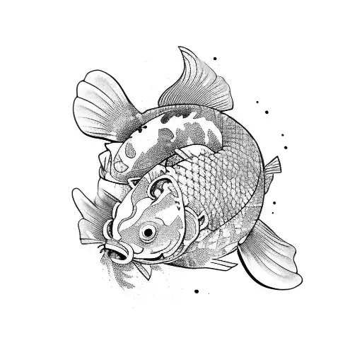 Koi Fish With Samurai And Geisha