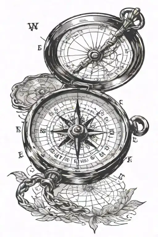Old Compass On Old Designed Scotland Map Made