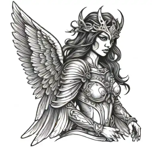 Warrior Woman With Angel Wing