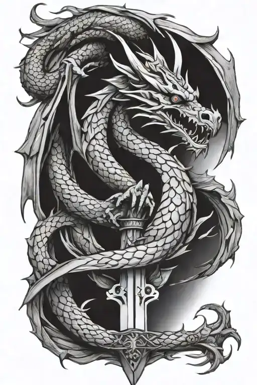 Dragon Wrapped Around Sword