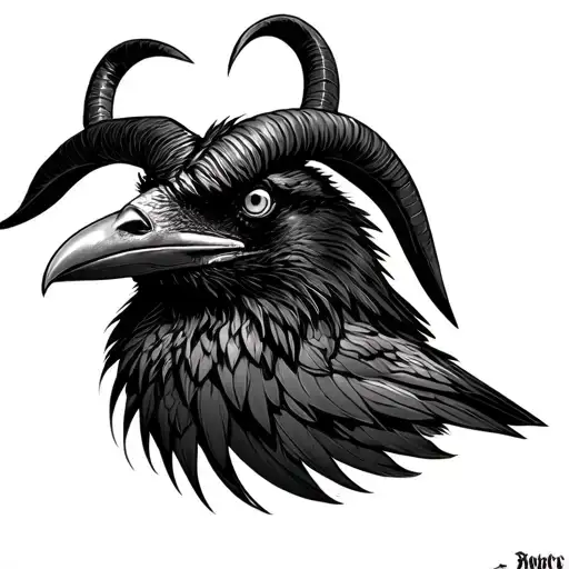 Raven With Goat Horns