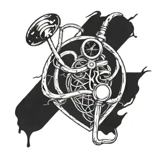 Heartbeat Monitor Intertwined With A Stethoscope