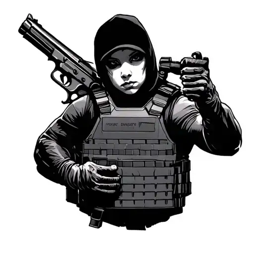 Chcky With Bulletproof Vest And Gun