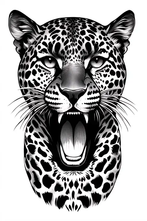 Leopard Head Woman Inside Mouth Open