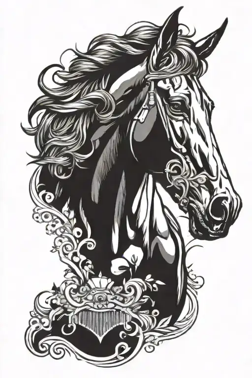 Black Stallion Head And Casino Themed