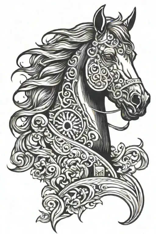Black Stallion Head And Casino Themed