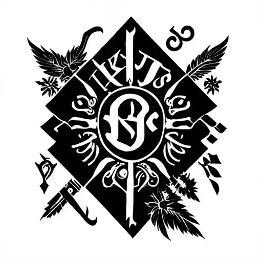 Hkpjs Name Tattoo Featuring Iconic Symbols Representing