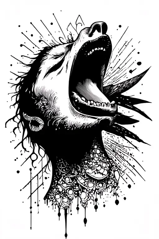 Wold Face Howling Silhouettes