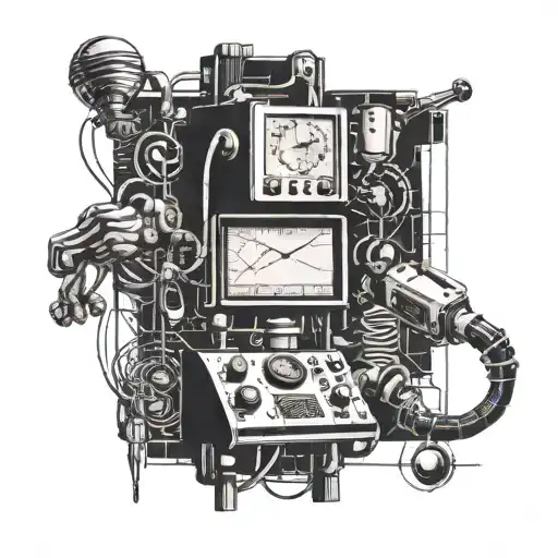 A Tattoo Representing The Evolution Of Technology From 1953 To 2020