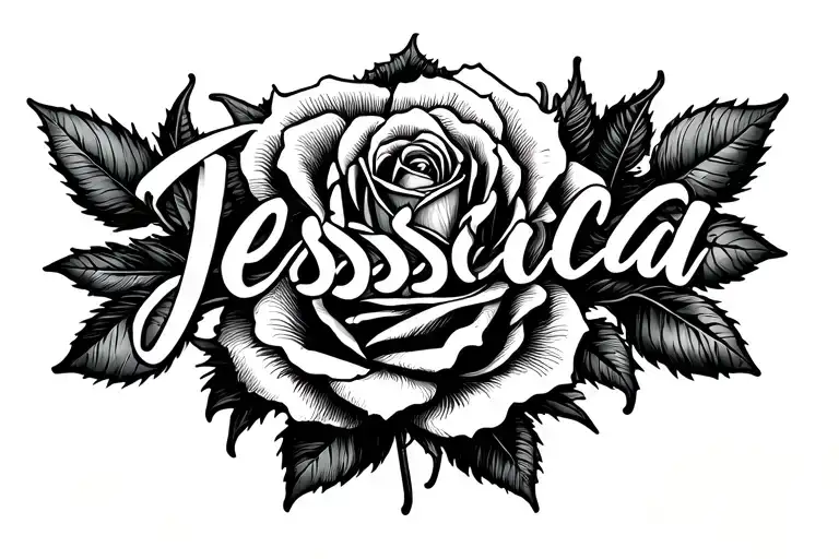 The Name Jessicca Wrapped Around A Rose