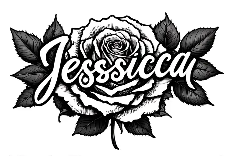 The Name Jessicca Wrapped Around A Rose