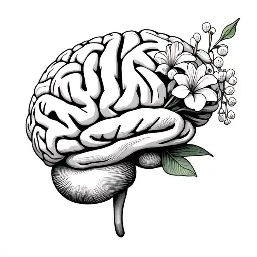 Brain With Lily Of The Valley And Hawthorn Flowers