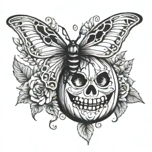 Halloween Pumpkin Flower Mothman Pinup