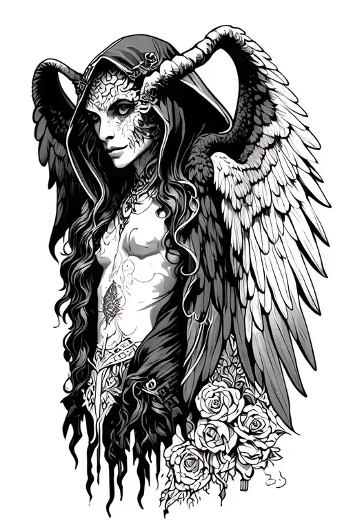 Hooded Demon Half Angel