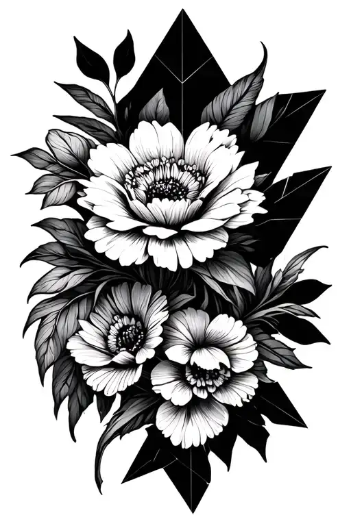 Flowers And Geometric Design Incorporating
