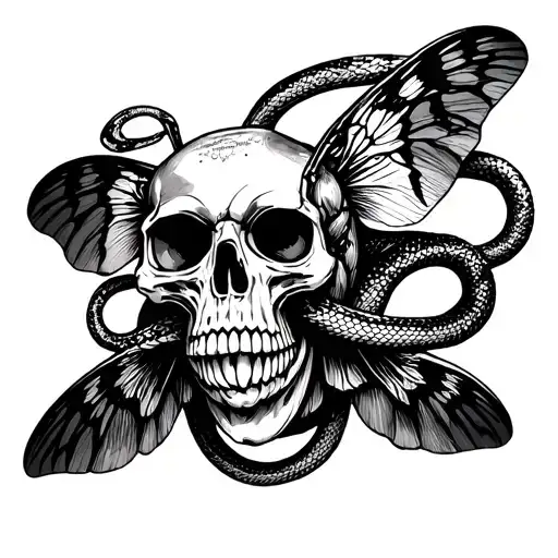 Moth With Skull As Head With Snake Wrapped
