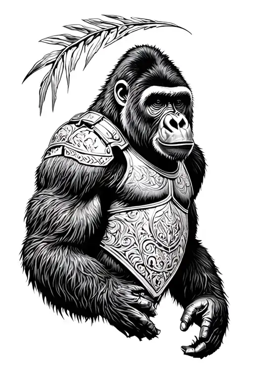 Embossed Gorilla On Armour Plate Black And White