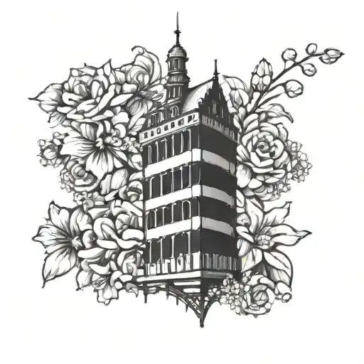 Hamburg Tower Surrounded By Flowers