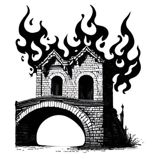 Very Old Brickbridge On Fire
