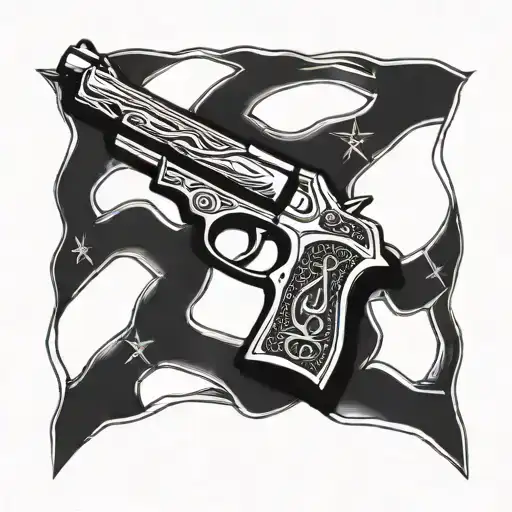A Stylized American Flag With A Hidden Gun Motif Intertwined With Norse Runes