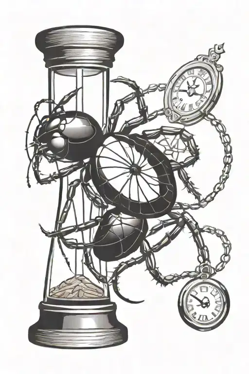 Black Widow Spider And Hour Glass
