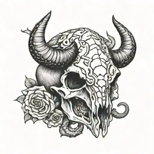 Bison Skull And Snake