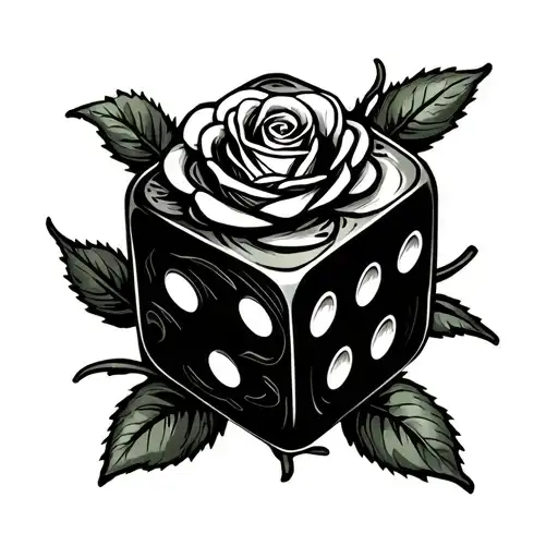 Dice With Rose With Money Sign