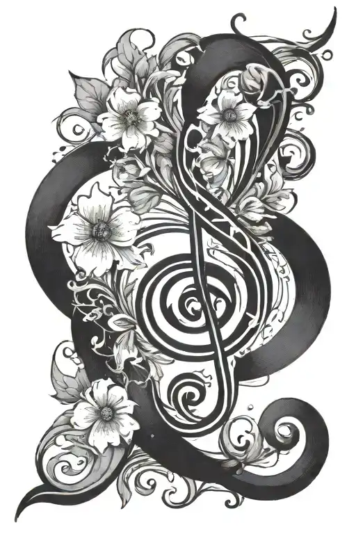 Lilith Flowers With Stem Abstractly Creating A Treble Clef