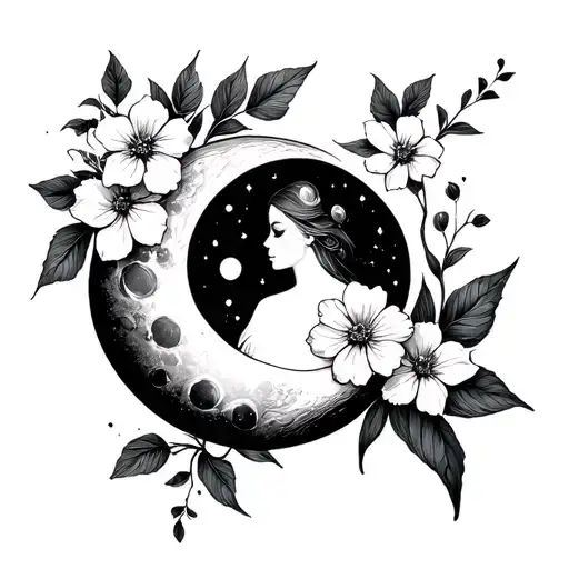 Moon And Flowers