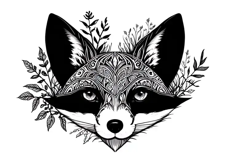 A Scart Mandala Fox With Plants Growing