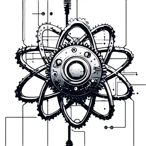 Atom With Electrical Gears And Circuits