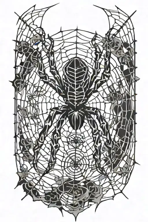 Spider Coming Down A Web While Creating