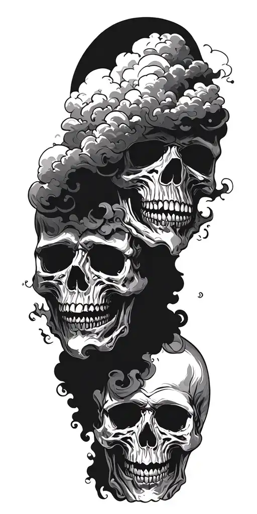 Sinister Skulls Representing Dark Periods With Clouds