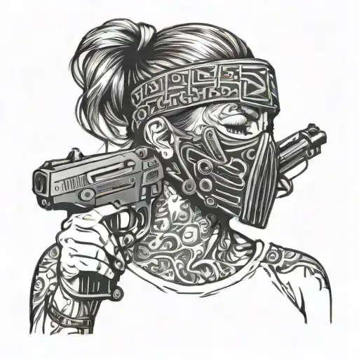 Ski Mask Woman Sucking On Pistol