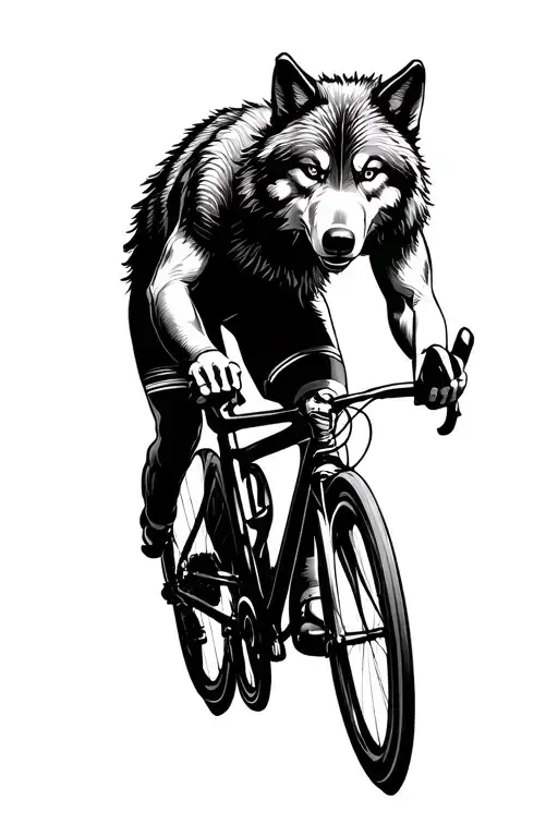 Cycling With Running Wolf