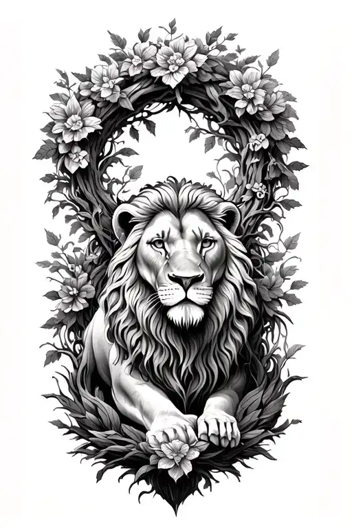 Tree Of Life And Lion And Wreath