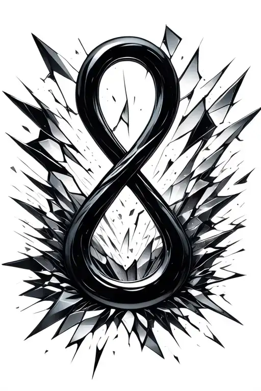 A Simplistic Infinity Sign Surrounded By Broken Glass