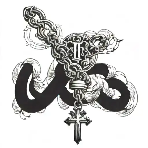 Infinite Rosary With Blessed Word Written On Neck