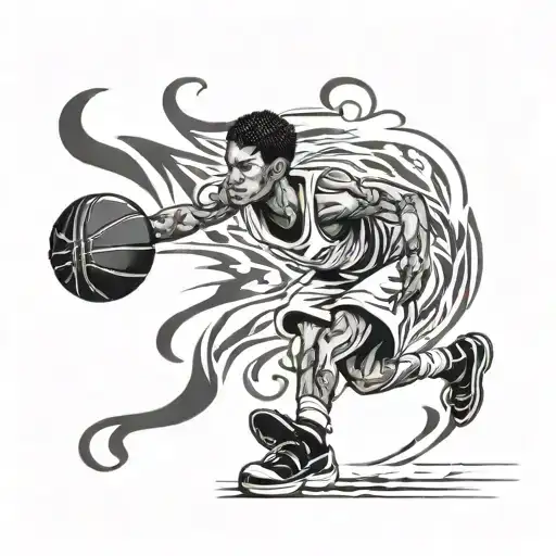 A Basketball Player Dribbling The Ball On A Basketball Court With A Bible In Hand