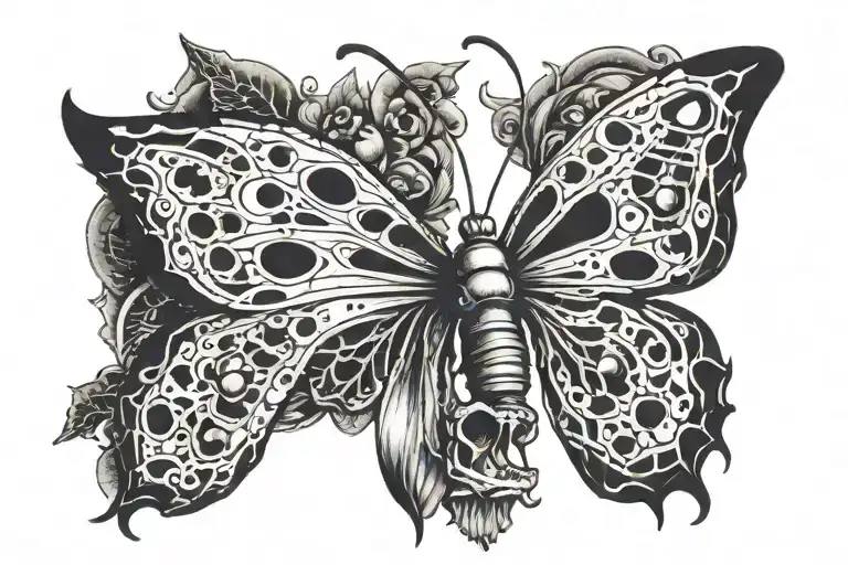 A Butterfly Created With A Skeleton Head