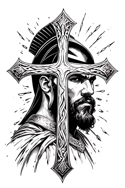 Spartan Guerrero With Three Cross