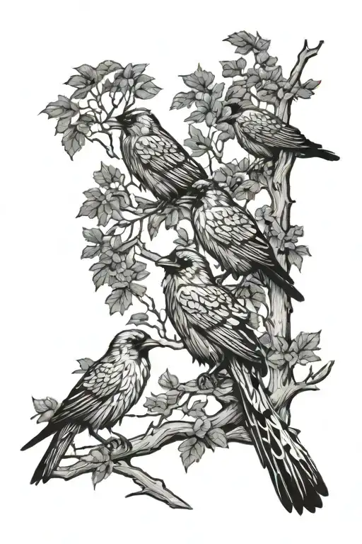 Forest Father With Children Raven