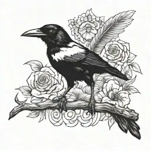Magpie Wearing Tin Mining Hat