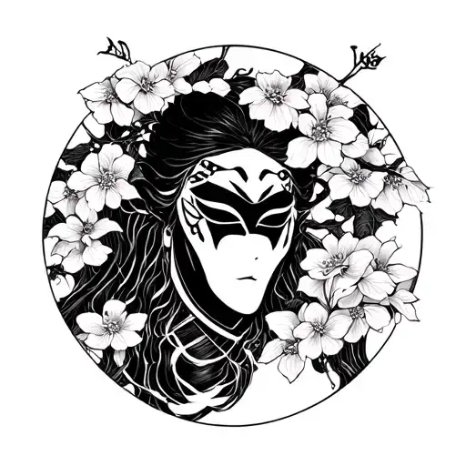 Japanese Cherry Mask And Japanese Signs