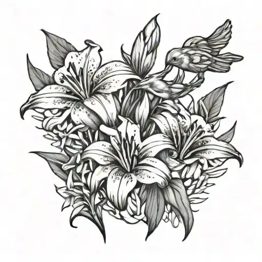 West Day Lilies Sparrows Flying