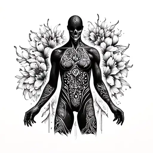 Body Suit In Black Puntillismo