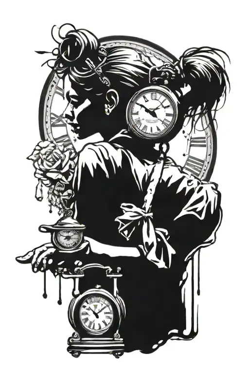 Banksy Girl And Melting Clock