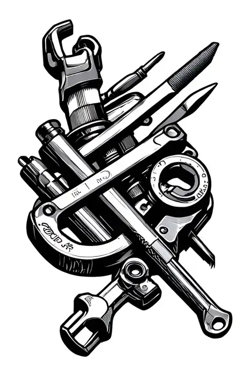 Mechanic Tools Intertwined
