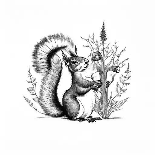 A Squirrel Capturing The Beauty Of A Mossy Forest