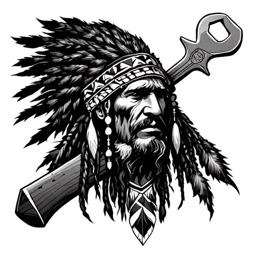 Dread Native American Holding Wrench